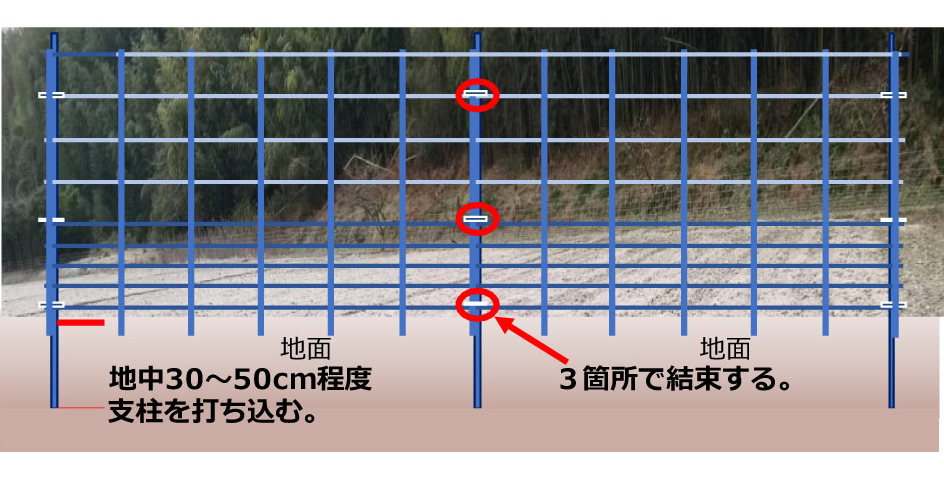 獣害用フェンス設置イメージ